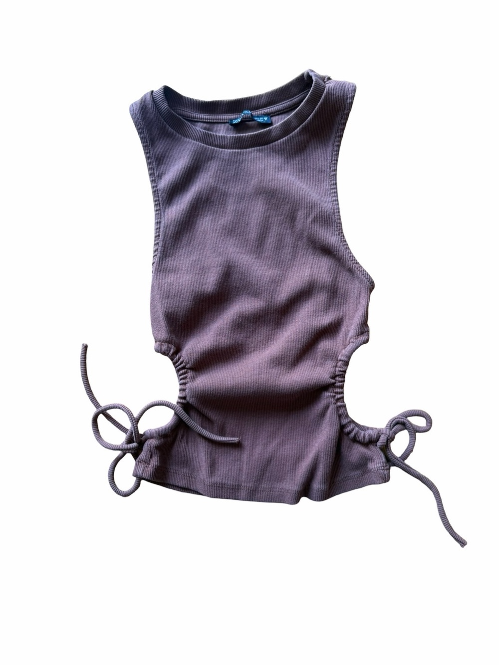 Zara Brown Ribbed Cutout Cropped Tank Top